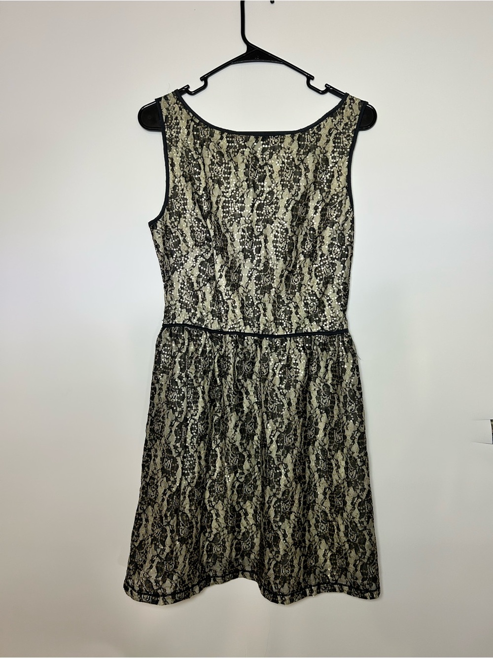 Chelsea & Violet Black Lace Overlay Dress with Cream Underlay